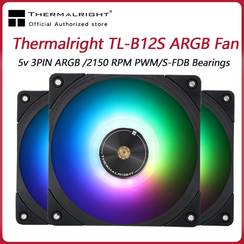 Thermalright TL-B12S 120mm 5V 3pin ARGB Performance-grade Air Pressure Fan 2150 RPM PWM Three-dimensional Dynamic Balance