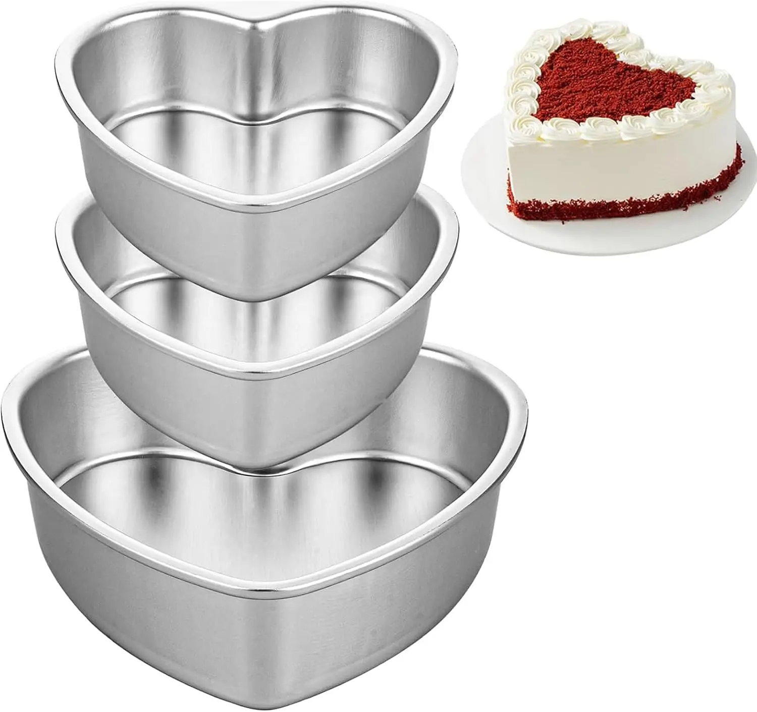 Heart Shaped Cake Pans Set 2pcs 6 Inch Heart Cake Mold And 1pcs 8 Inch Pan For Baking