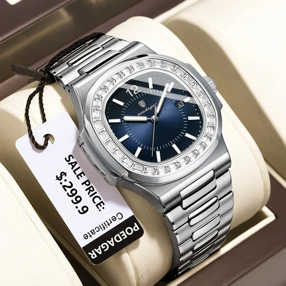 

Poedagar Reloj Fashion Quartz Wristwatches New Men Gifts For Man Watch Luxury Automatic Watches Mens Diamond Clock Cadeau Homme
