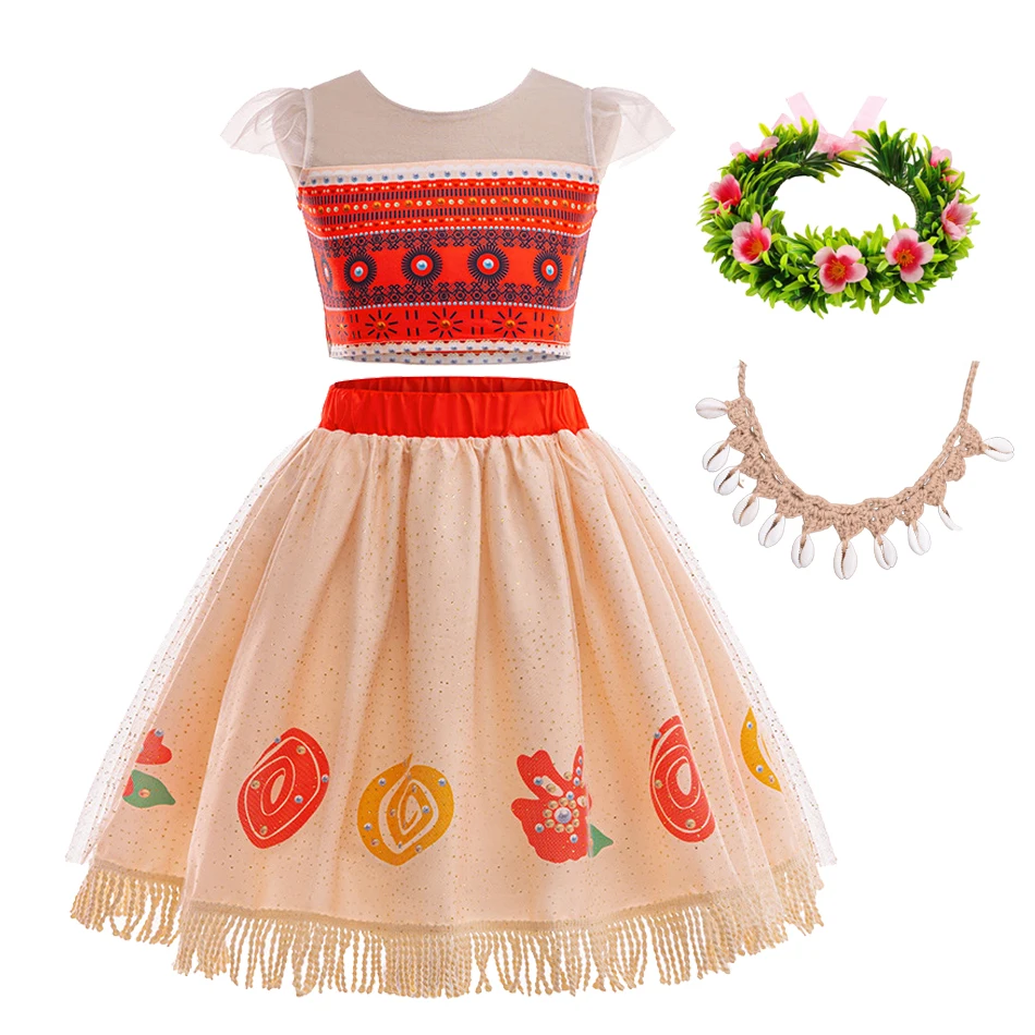 New Movies Moana 2 Girls Dress Halloween Carnival Party Moana Costume Girl Princess Clothes Children Vaiana Dress Outfit