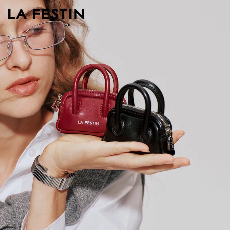 LA FESTIN-minibolso Original para auriculares para mujer, accesorio pequeño de cuero, colgante, 2024