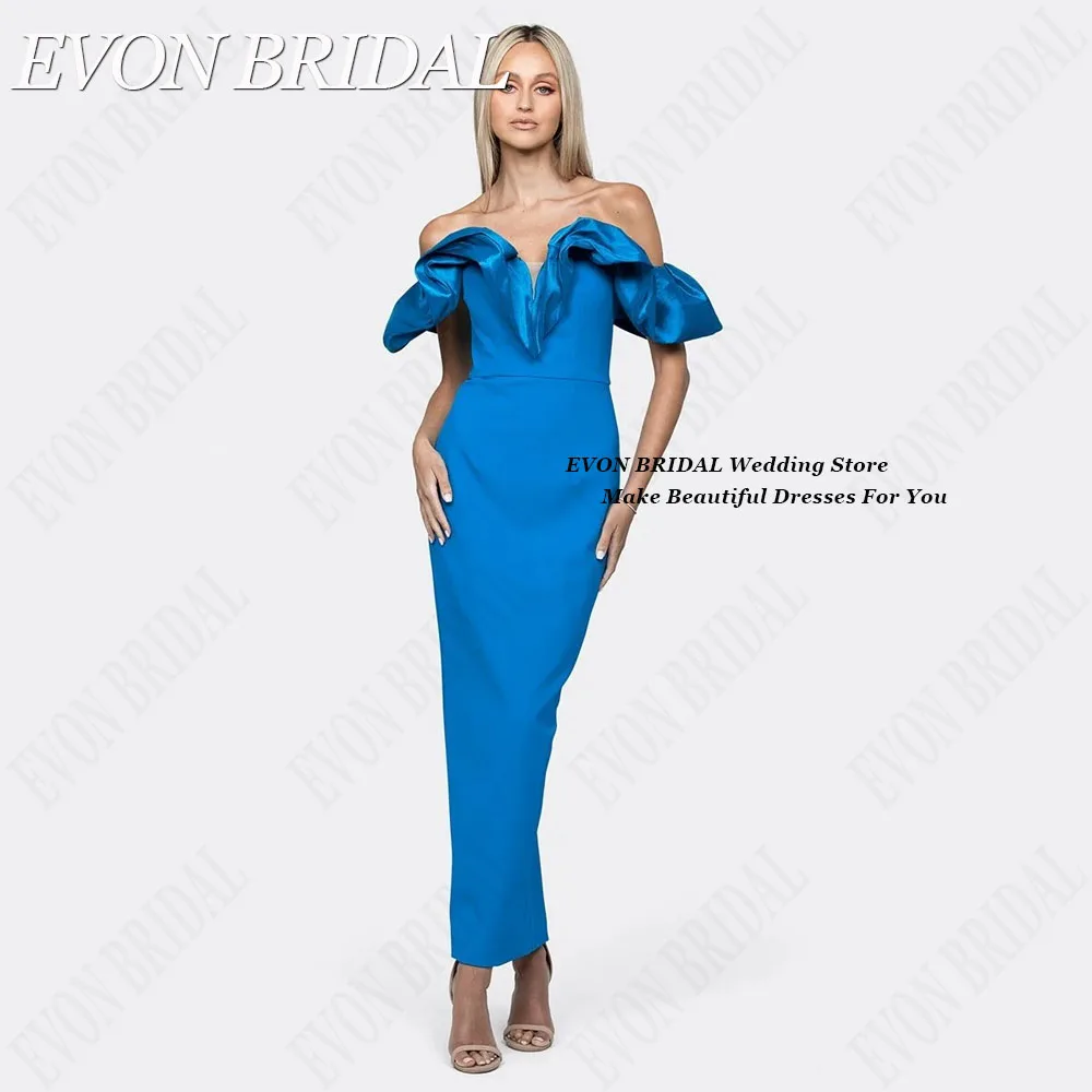 EVON-vestido De noche De satén con hombros descubiertos para Mujer, traje De sirena, Color De contraste, elegante, Formal, para FiestasVestido de noche de satén de sirena evon Bridal chaleco de contraste de pies elegan