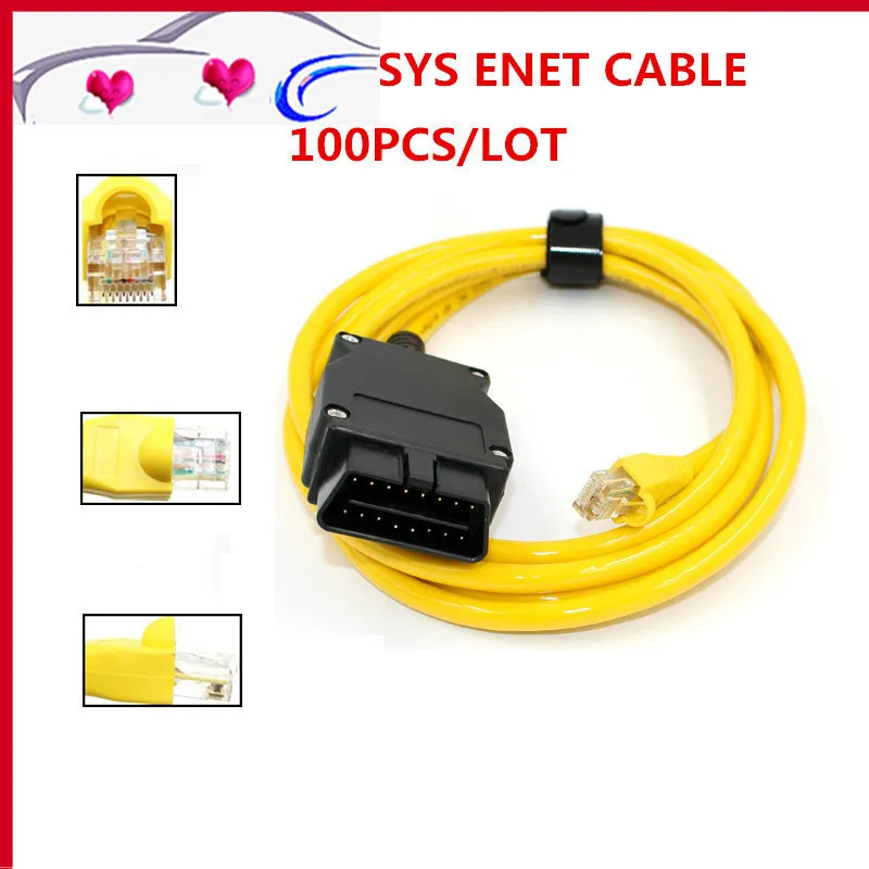 

100pcs New ESYS 3.23.4 V50.3 Data Cable For bmw ENET cable Ethernet to OBD2 Interface Data E-SYS ICOM Coding for F-serie DHL