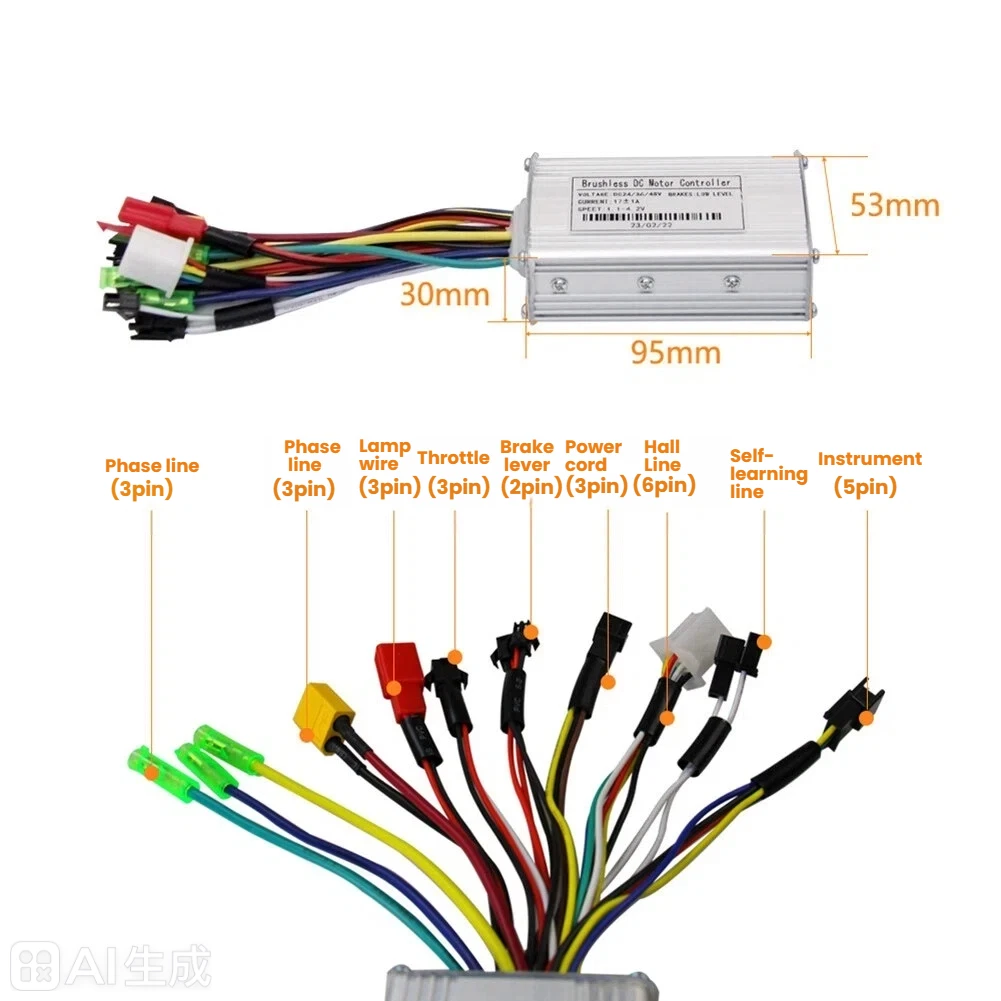 Electric Bicycle Controller Kit M5 with Multi Current 1735A Sine Wave Tri Mode Controller Compatible with 24V/36V/48V Voltages