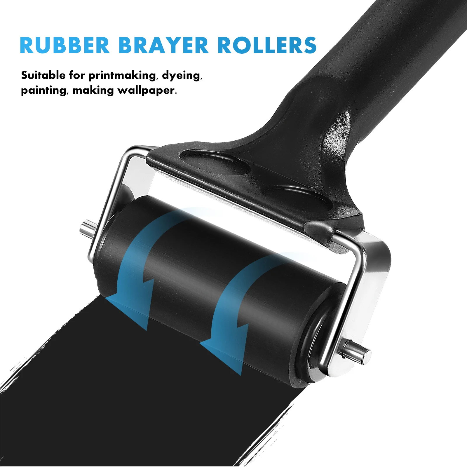 Conjunto de rolo brayer de borracha rolo de impressão de madeira portátil rolo brayer impressão cola rolo aplicador de tinta