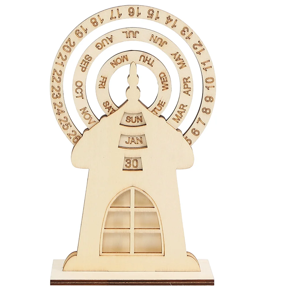 

Creative Ferris Wheel Wooden Perpetual Desk Decoration Desktop Wood Calendar Rotating Date Display Lightweight for Home