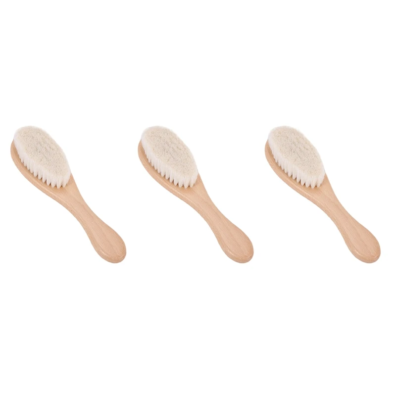 

3X Wooden Handle Hairdressing Soft Fiber Brush Barber Neck Duster Cleaning Remove Brush Hair Styling Tools