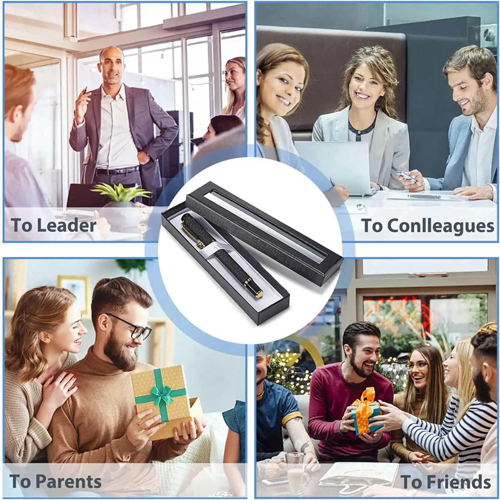 A48R-60PCS Empty Pen Gift Box With Clear Lid, Cardboard Pen Case, Pen Packaging Box For Pencil Ballpoint Fountain Pen Jewelry