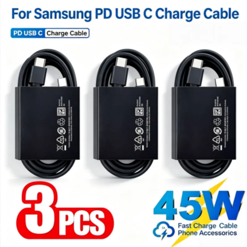 5A Pd Usb Cable Samsung 45W Type C To Type C Super Fast Charging Cabel Galaxy S24 S23 S22 Ultra S20 S21 S23 FE A55 Charger Cord
