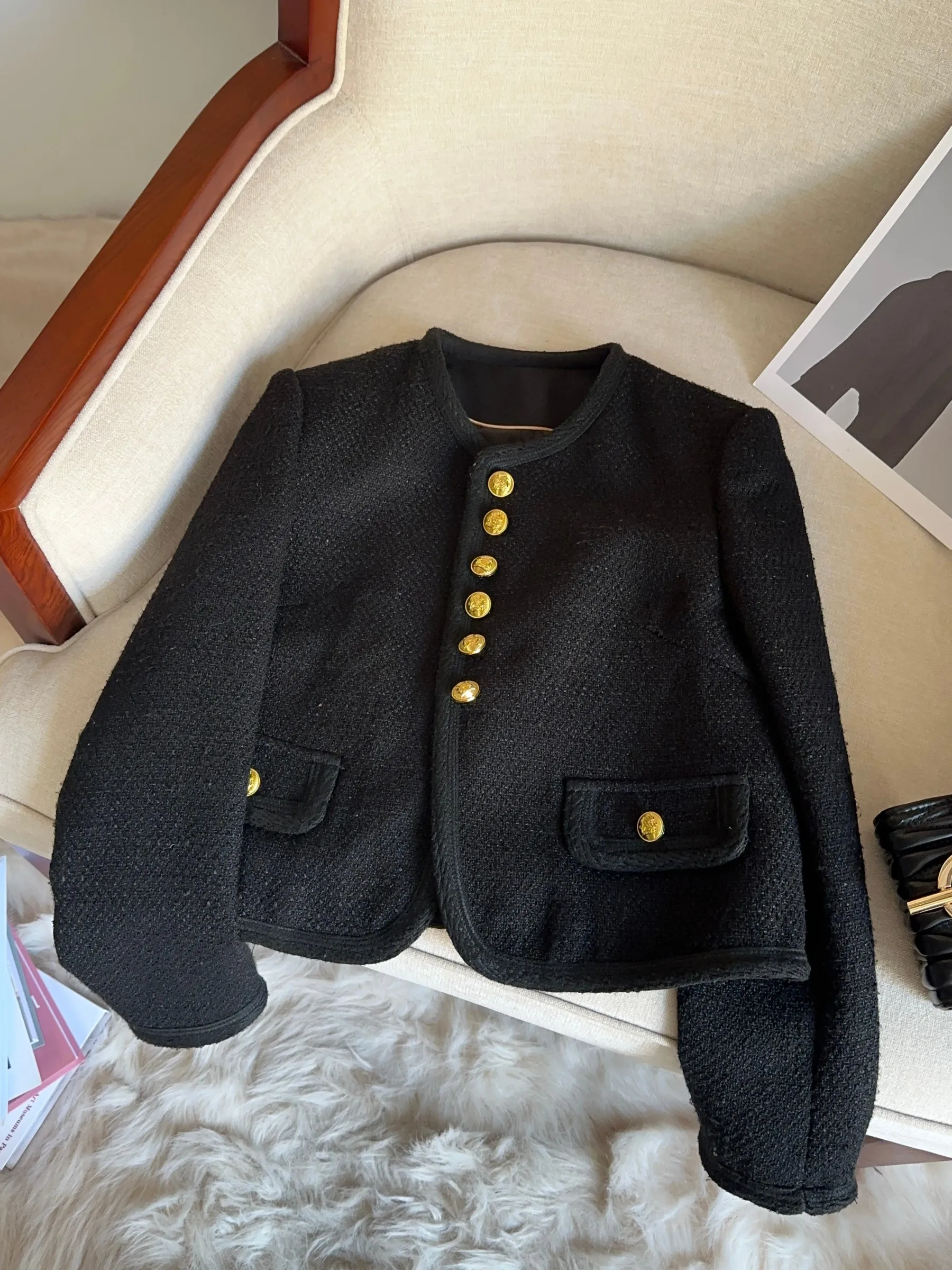 

Женское пальто Bla Small Lady Sle, прямой крой, с круглым вырезом, высококачественное, модель A7628, модное, элегантное.