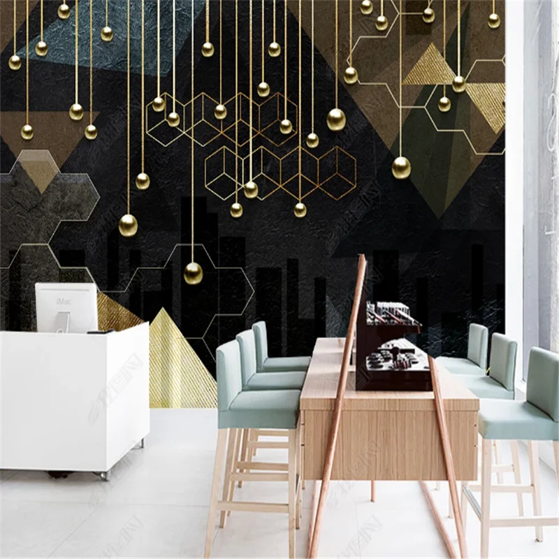 

Nostalgic Geometric Lines Mural Wallpaper For Living Room Simple Golden Abstract Light Luxury Background Wall Paper Home Decor