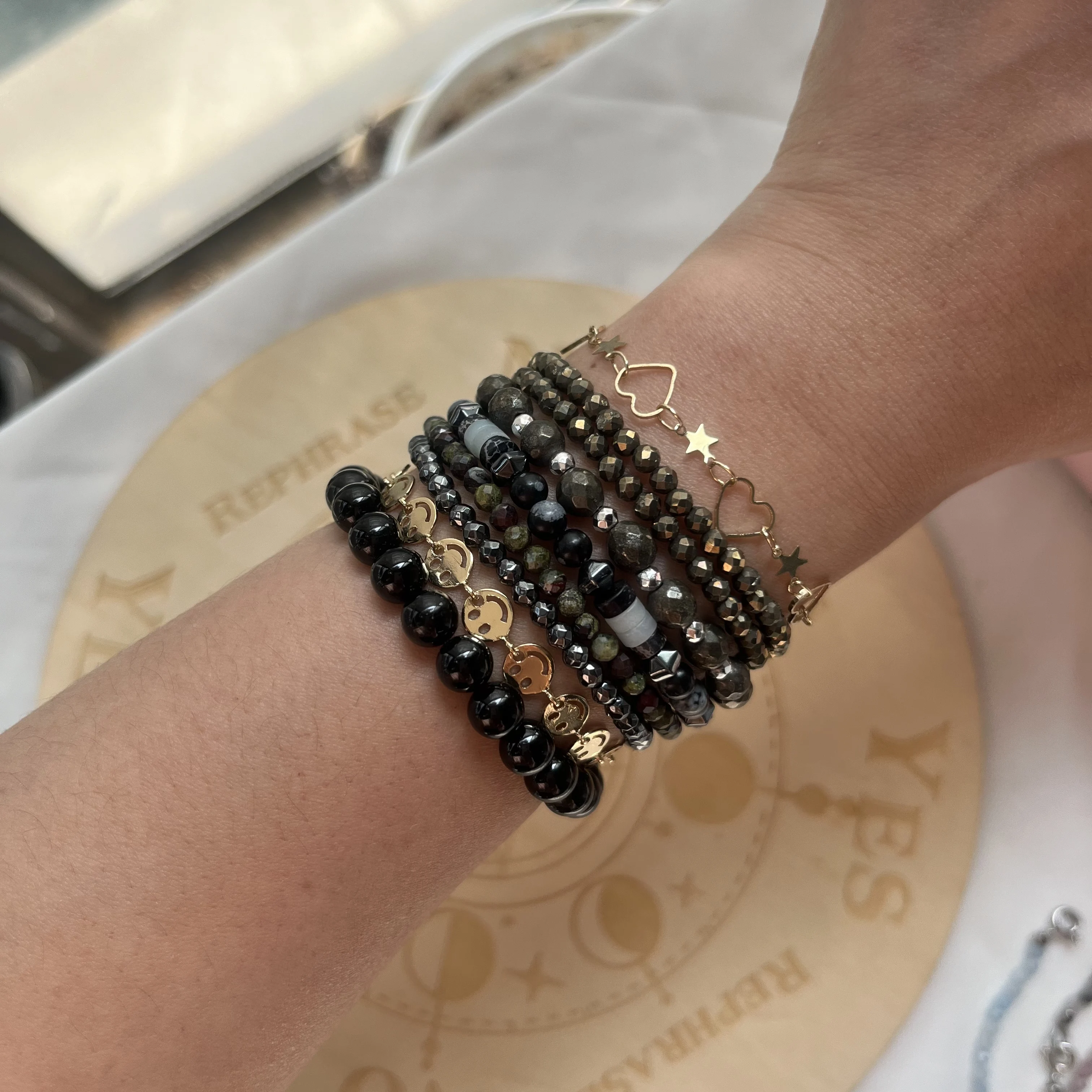 Natural Pyrite Bracelet! Faceted Beads with Metallic Gold Luster Dainty Unisex Jewelry for Women Men Adjustable Sparkling Stone