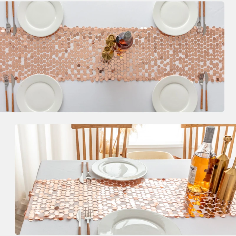 Sequin Table Runner 30X275cm Rectangular Dinner Table Runner Gold Silver for Banquet Wedding Party Event Home Decoration Supply