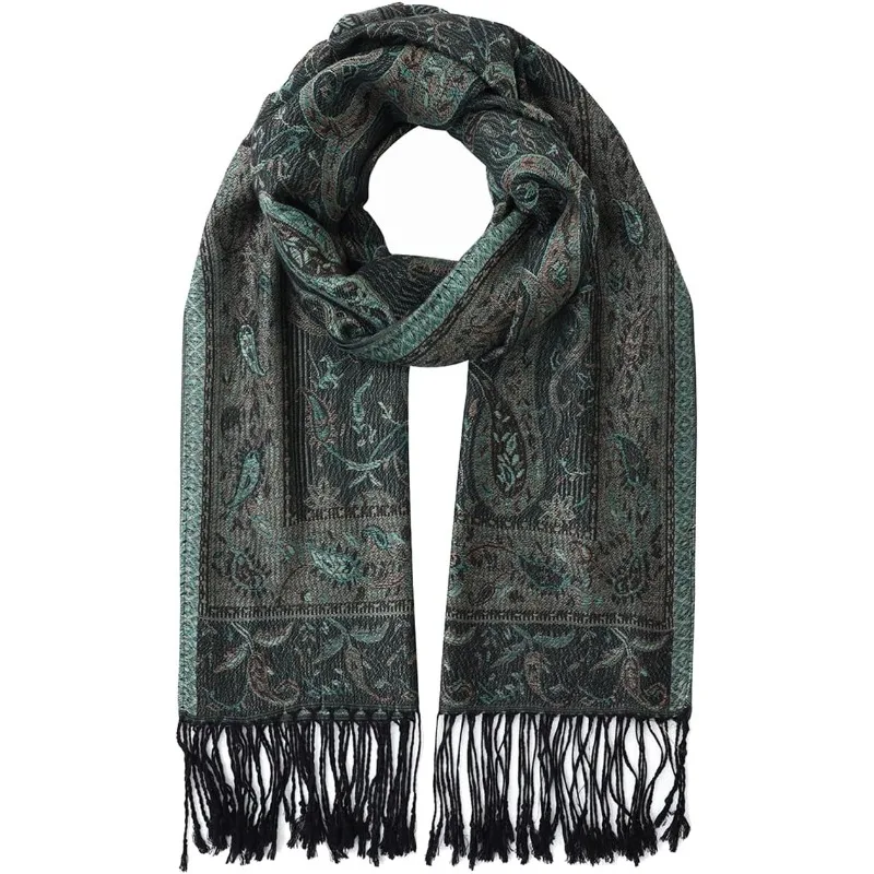 

Женский мягкий шелковистый шарф с узором пейсли, шаль с бахромой