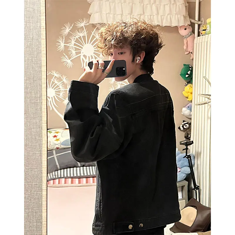 Cleanfit American ort 패딩 숄더 데님 재킷 남성용 봄 가을 하이 센세이션 쿨 데님 작업복 재킷