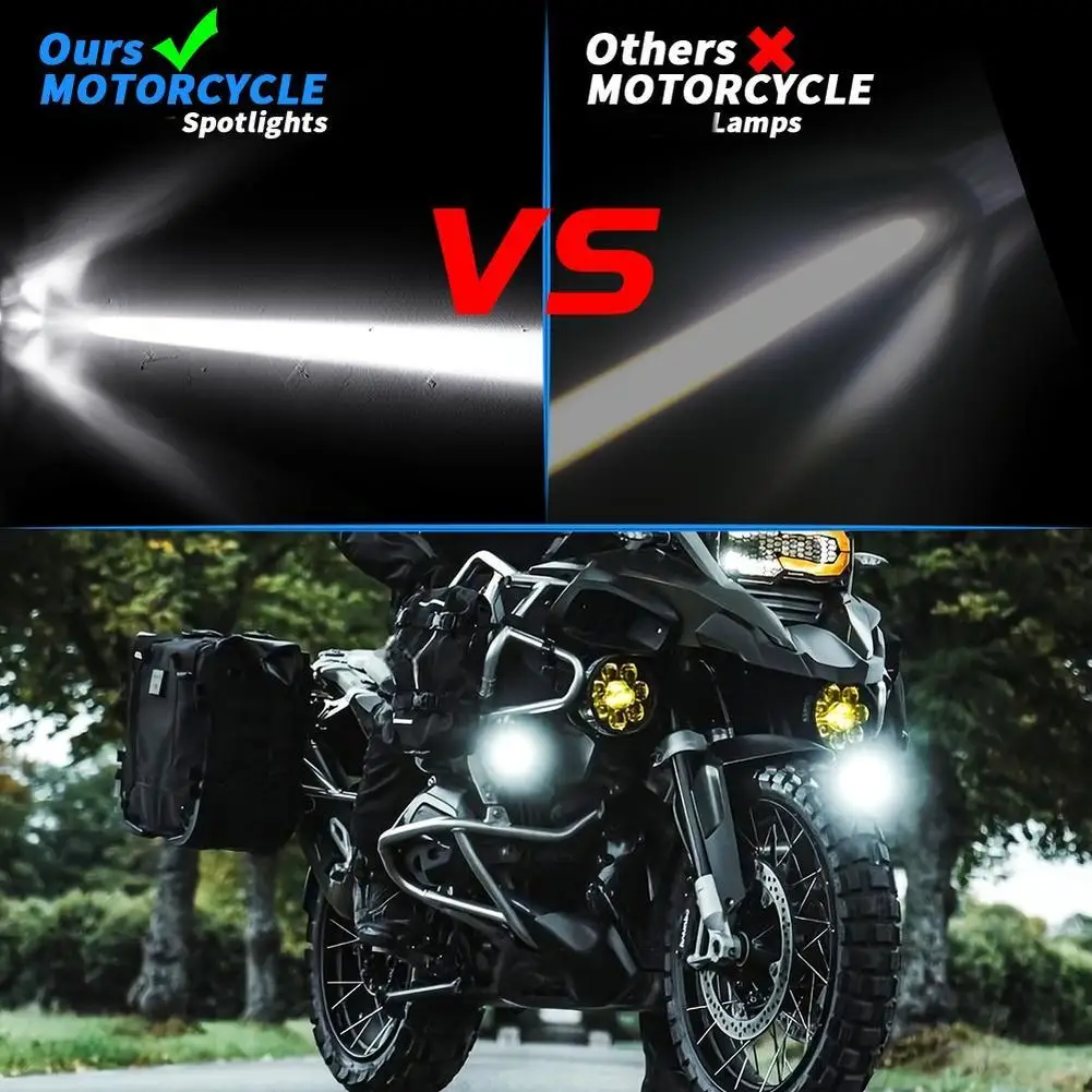 Foggy Conditions Black Motorcycle LED Light Dual Beam Dual Light Modes 9-60V Compatibility Aluminum Housing For SUV