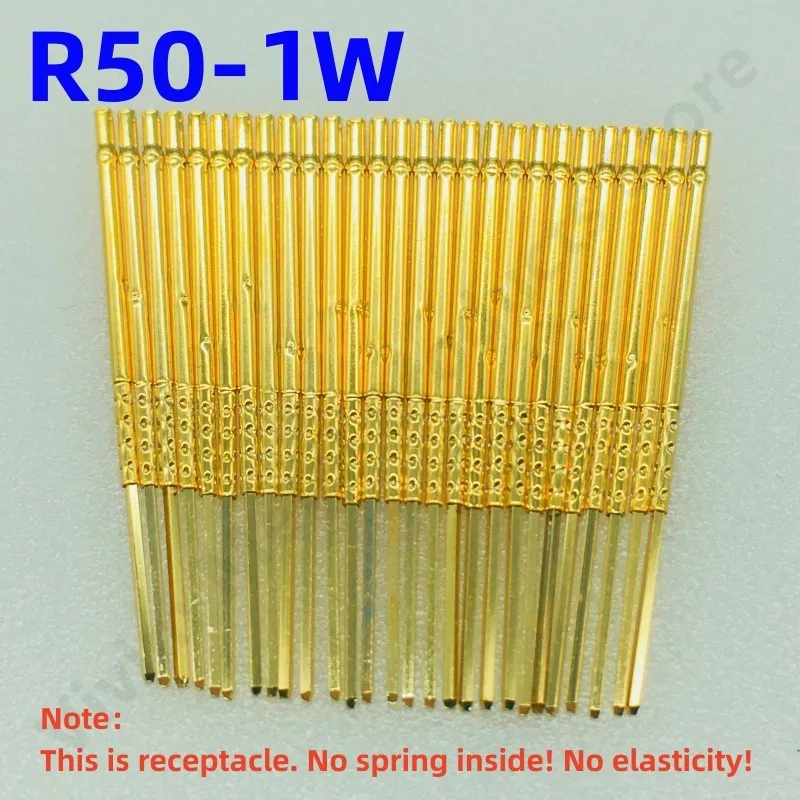 20/100PCS R50-1W Test Pin P50-B1 Receptacle Brass Tube Needle Sleeve Seat Wire-wrap Probe Sleeve Length 25.9mm Outer Dia 0.86mm