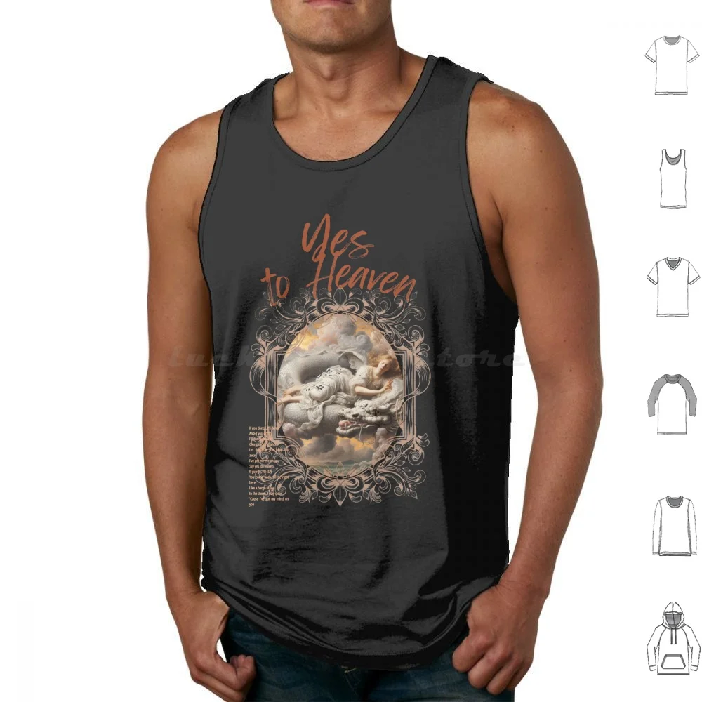 Yes To Heaven Tank Tops Vest Sleeveless Lana Del Rey Heaven Chilling Clouds Dragon Music Fantasy Woman Frame Collage