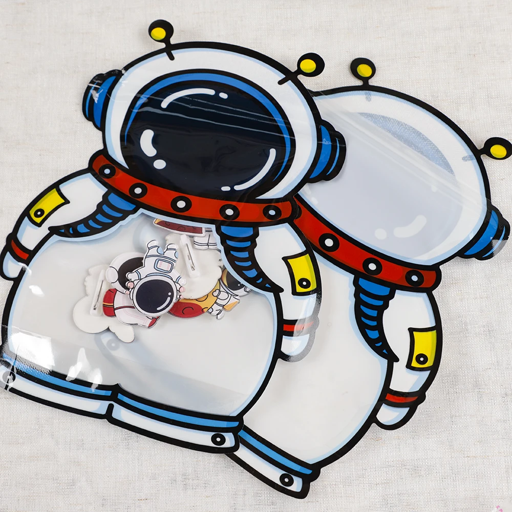 10Pcs Cute Astronaut Theme Candy Cookie Bags Self Sealing Bag for Snack Baking Packing for Kids Birthday Baby Shower Party Decor