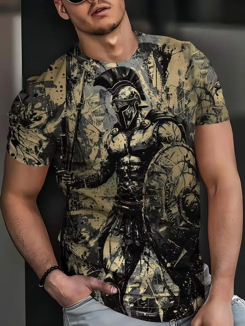 Fashion Spartan 3D Printed T-shirt 2026 New Men's Short Sleeve Tee Clothing Plus Size Loose Crew Neck Spartan Warrior T-shirts