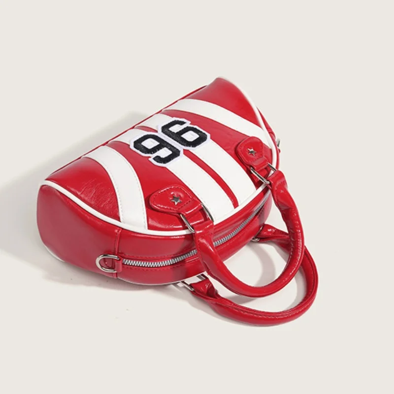 

Fashion Sports Style Women's Crossbody Bag Retro Tennis Handbag High-End Striped Bowling Tote Bag Casual Baseball Shoulder Bag