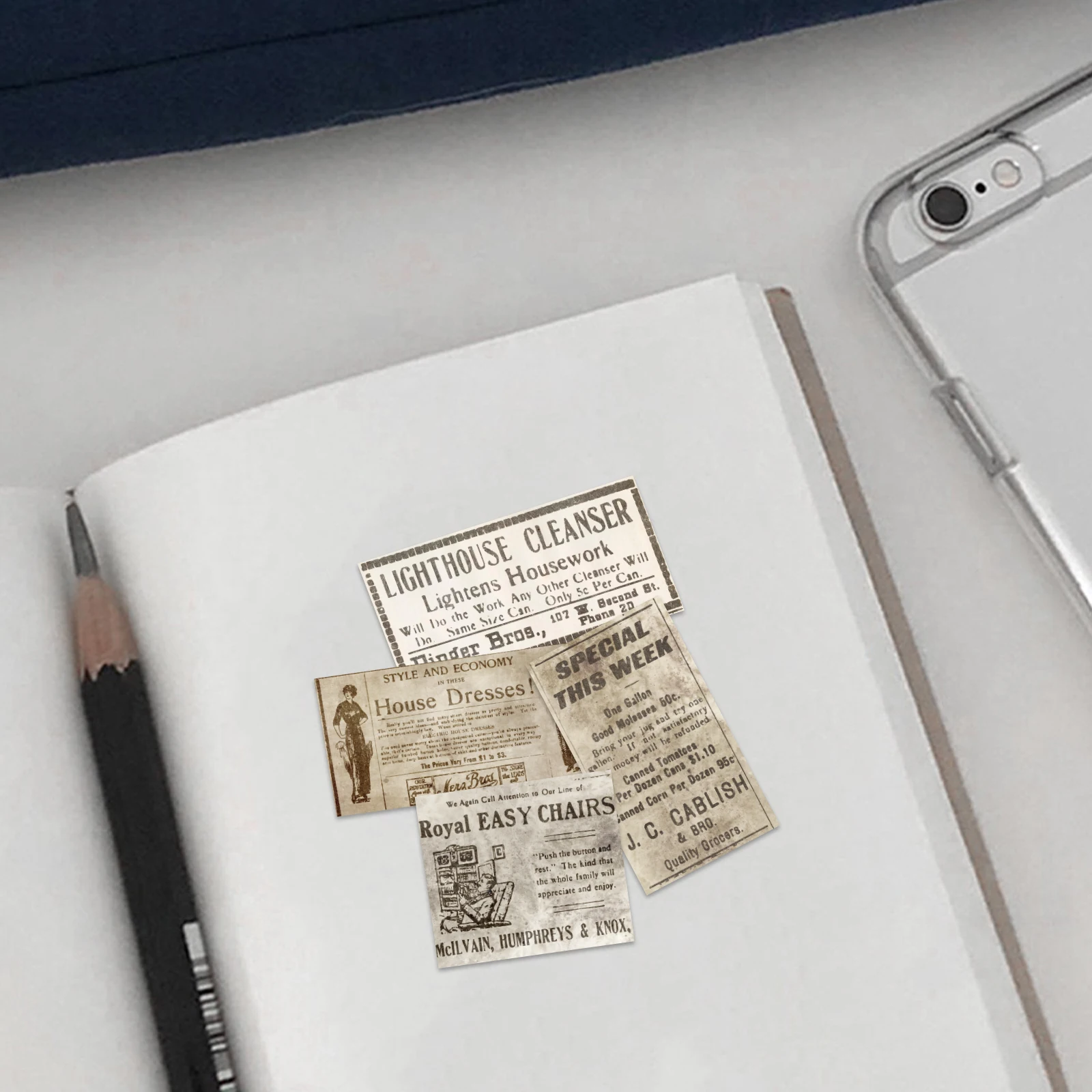50PCS Vintage Newspaper Title Stickers Aesthetic DIY Decoration Scrapbooking Junk Journal Collage DIY Crafts Supplies image 2