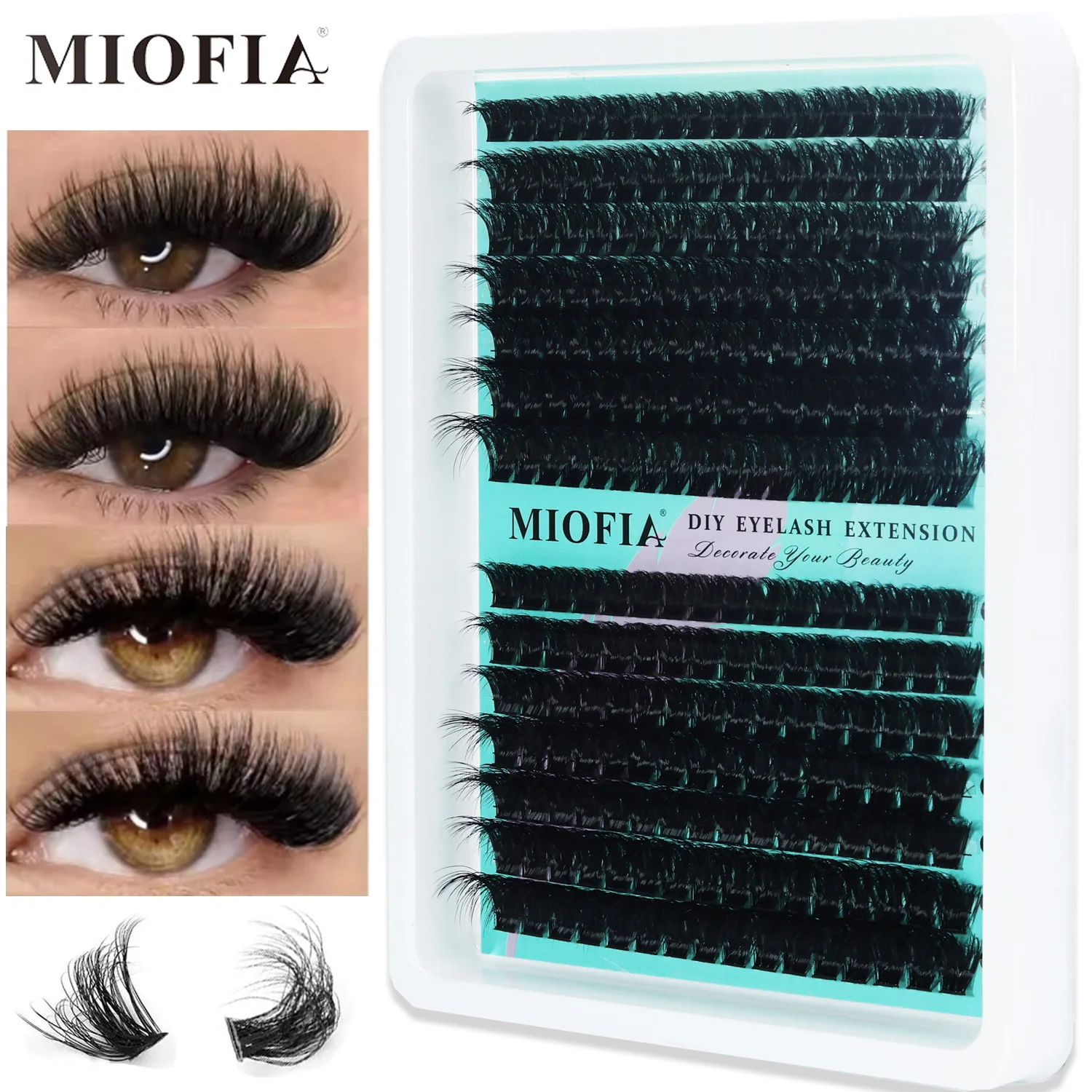 MIOFIA 5D Flauschige Cluster-Wimpern 30D-150D Dicke Einzelwimpern-Cluster 10-18mm Natürlicher Look Wiederverwendbare DIY-Wimpernverlängerungen – Detail 1