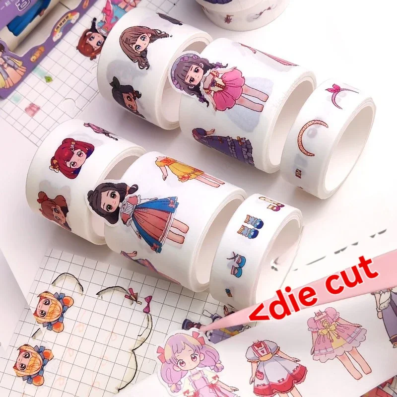 

Cute Princess Dress Up Sticker Girl Cartoon Washi Tape Set Handbook Character Clothes Decoration Sticker Merry Christmas Gift