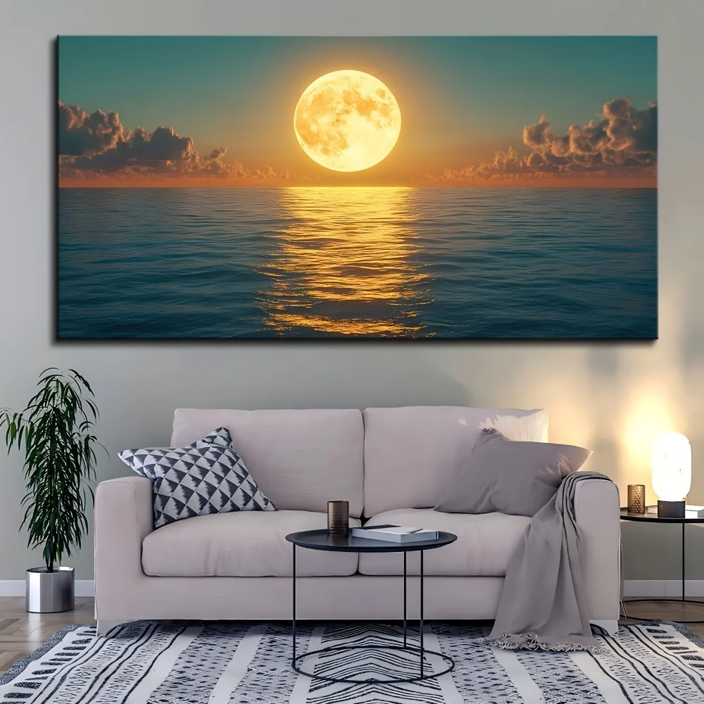 

1.5 "thick pine wood solid wood frame canvas print - stunning ocean sunsets, modern artwork, suitable for interior decoration