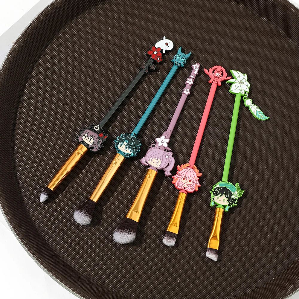 فرشاة ماكياج على شكل شخصية متأثرة من أنيمي جينشين Keqing Hutao Xiao Venti Yae Miko هدية مستحضرات تجميل وفرش مكياج للحاجب #6