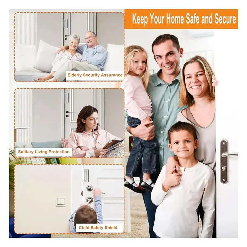 Home Security Door Reinforcement Lock, Front Door Locks For Kids Safety Withstand 800 Lbs, Door Lock 2 Pack