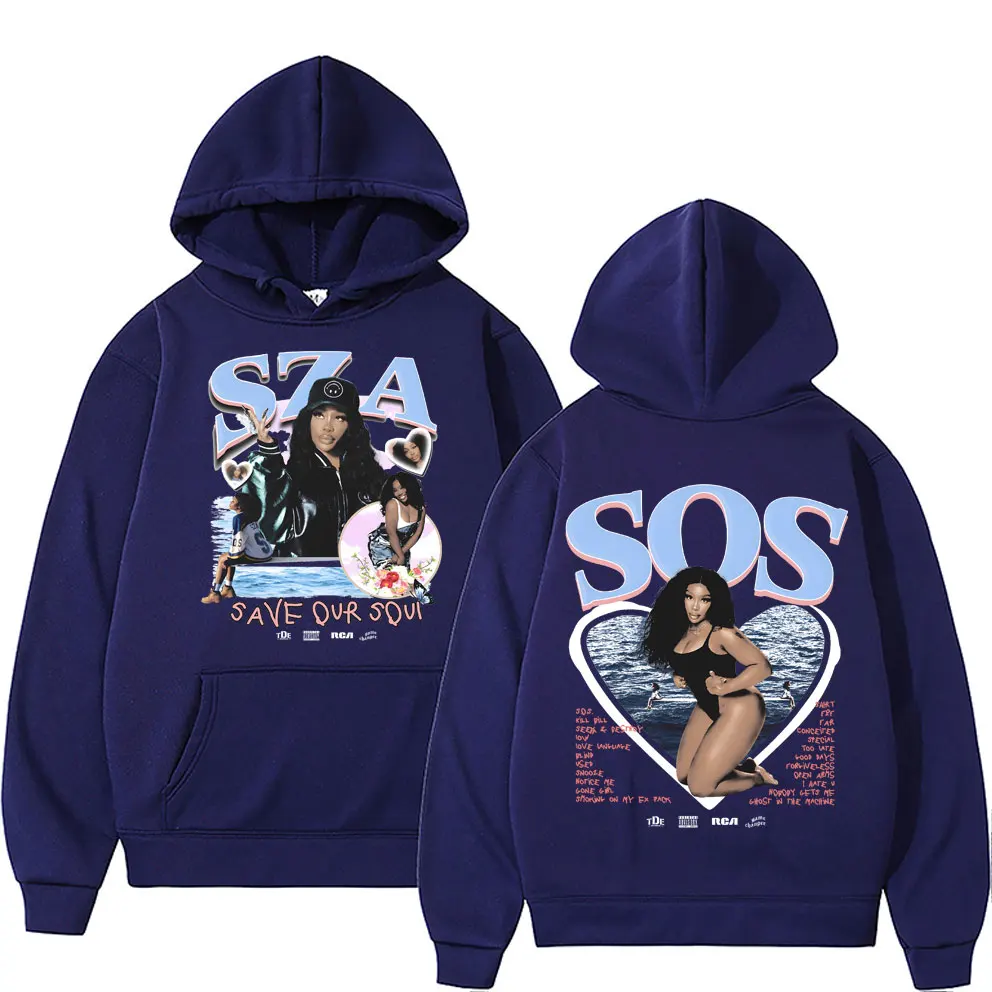 Sänger sza sos speichern unsere Seele doppelseitigen Druck Hoodie Männer Frauen Hip Hop lässig übergroße Sweatshirt männliche Fleece Baumwolle Hoodies