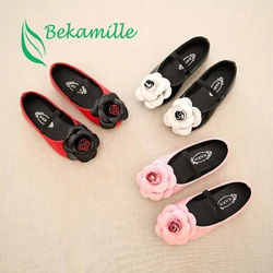 Girls Leather Shoes Fashion Flower Little Girl Shoes Spring Autumn Flat Heels Soft Bottom Dancing Shoes