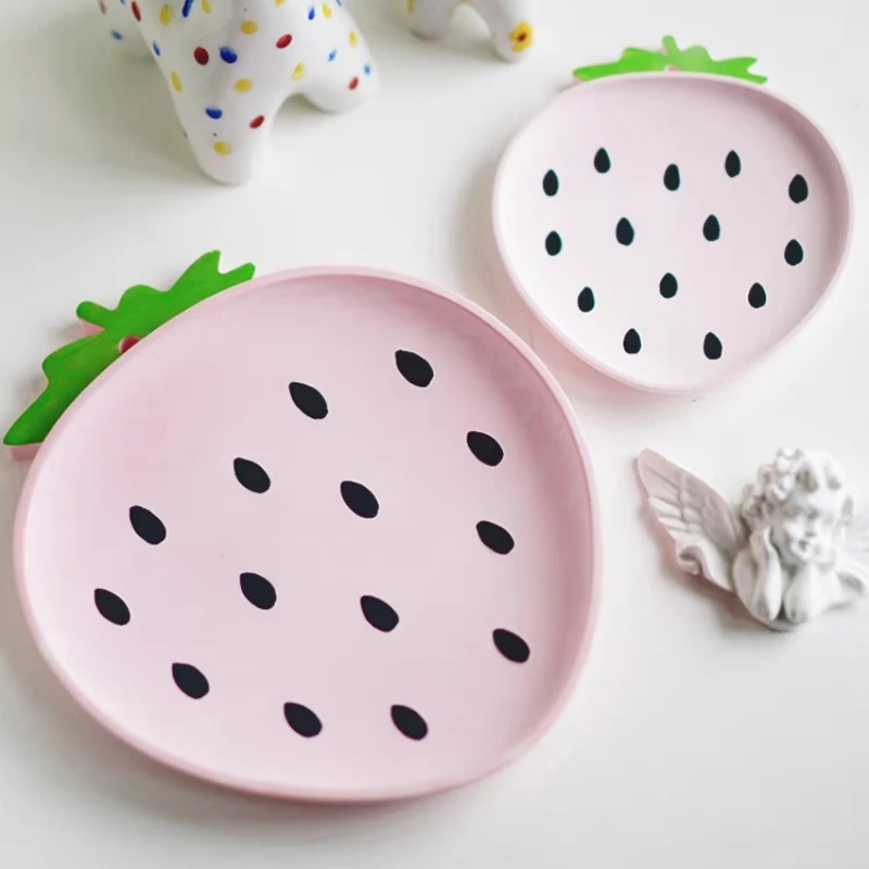 

Strawberry Shape Concrete Storage Tray Silicone Mold Gypsum Home Decor Jewelry Plaster Display Tray Plate Epoxy Resin Mould