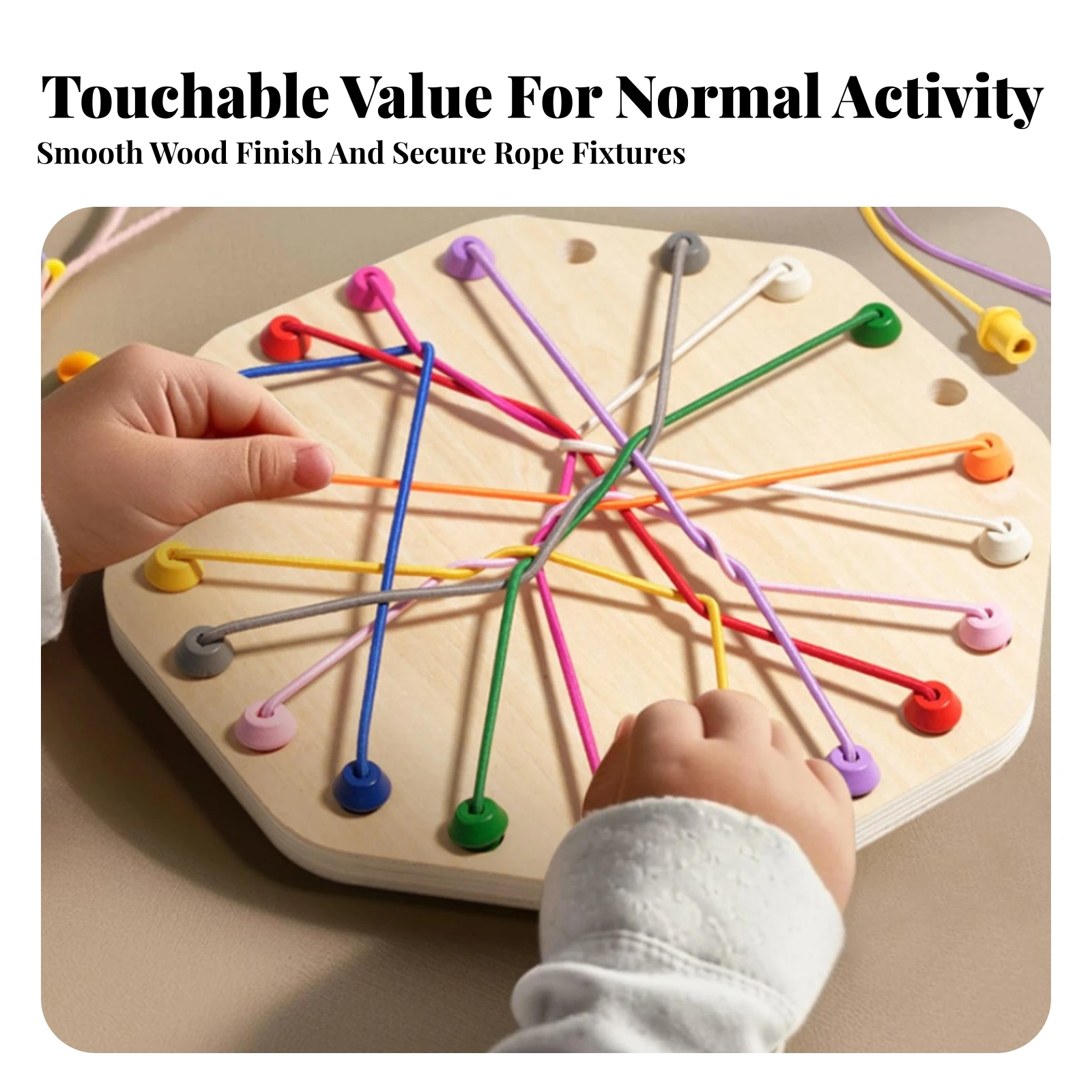 Rope Puzzle with Wooden Board Interactive Wooden Rope Puzzle Knot Solving Game Interactive STEM for Children, Home, Classroom