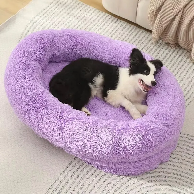 Large pet bed, human dog bed, removable and washable sofa with luxury plush, winter warm pet nest supplies
