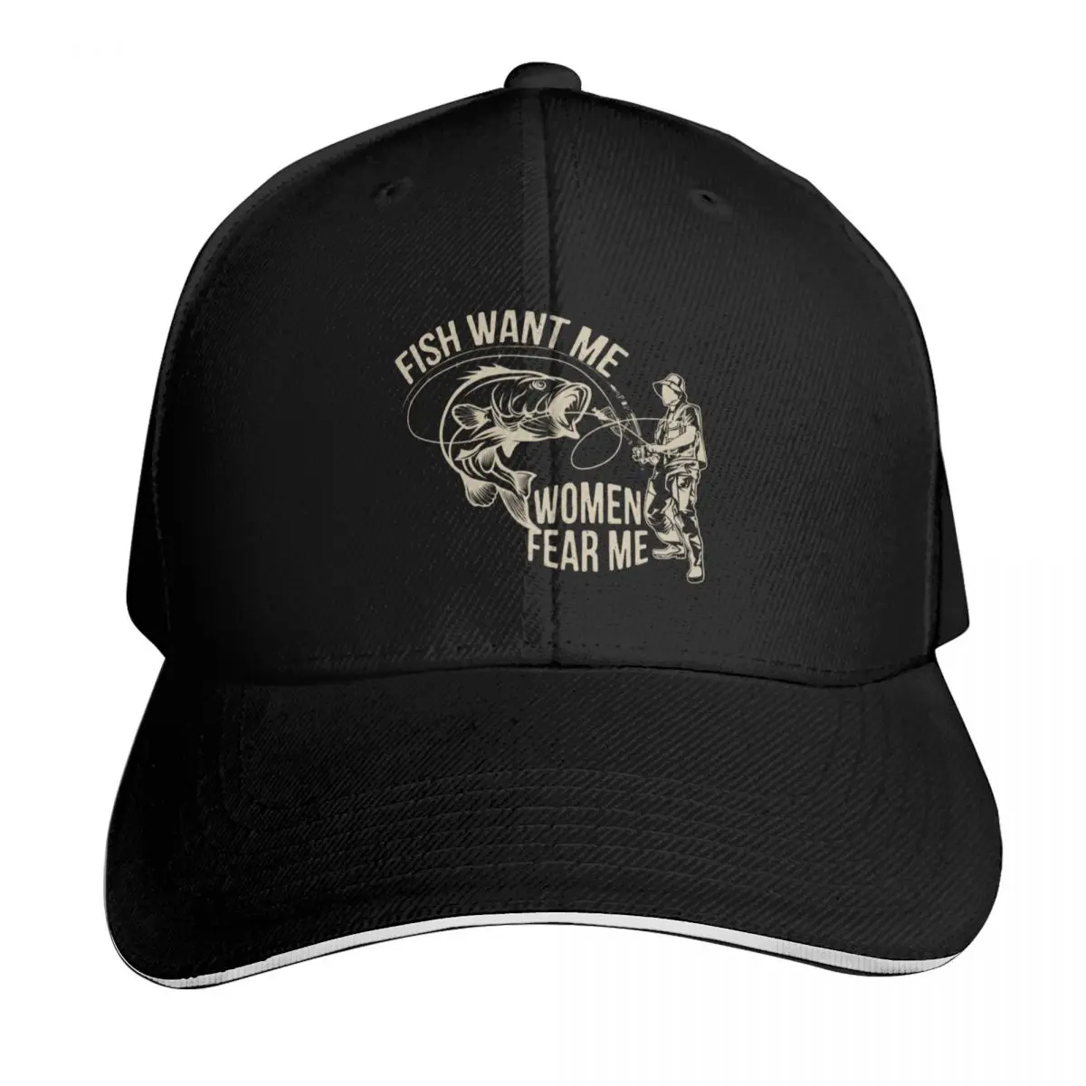 Fish Want Me Women Fear Me Baseball Cap Outdoor Golf Running Hiking Summer Beach Travel Streetwear Hip Hop Trendy