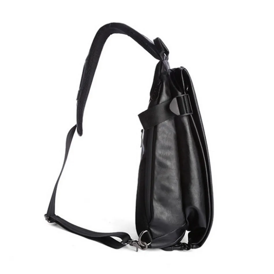 Men Quality Messenger Bag Casual PU Leather Waterproof Shoulder Bags Travel Sports Student Zipper Sling Crossbody Chest Bag Male