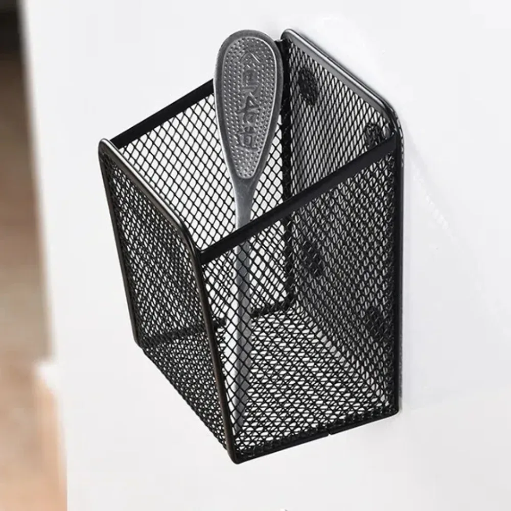 Sturdy Large Capacity Magnetic Storage Basket Metal Multifunctional Magnetic Pencil Holder Mesh Pen Cup Office