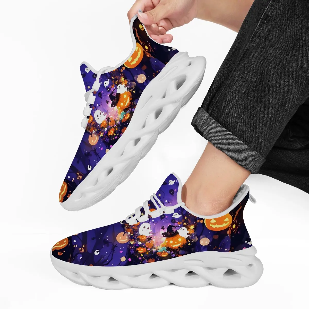 

Custom-made Shoes with Large-sized New Casual Lace-up Soft Sole Round Toe Color-block Gradient Starry Sky Pattern Print