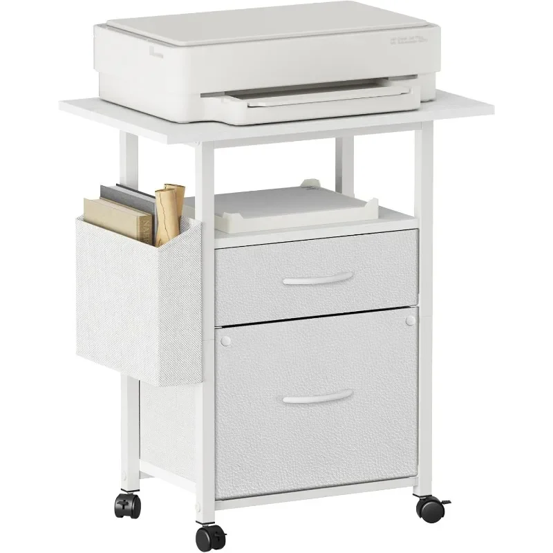 

Drawer File Cabinet with Extended Desktop, Mobile Filing Cabinet, Rolling File Cabinet with Side Bag, Fits