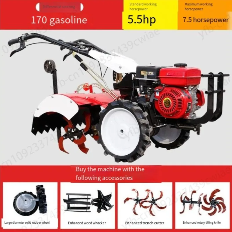 New double chain rail diesel micro-tiller multi-functional  elderly tillage soil rotary tillage hand tractor