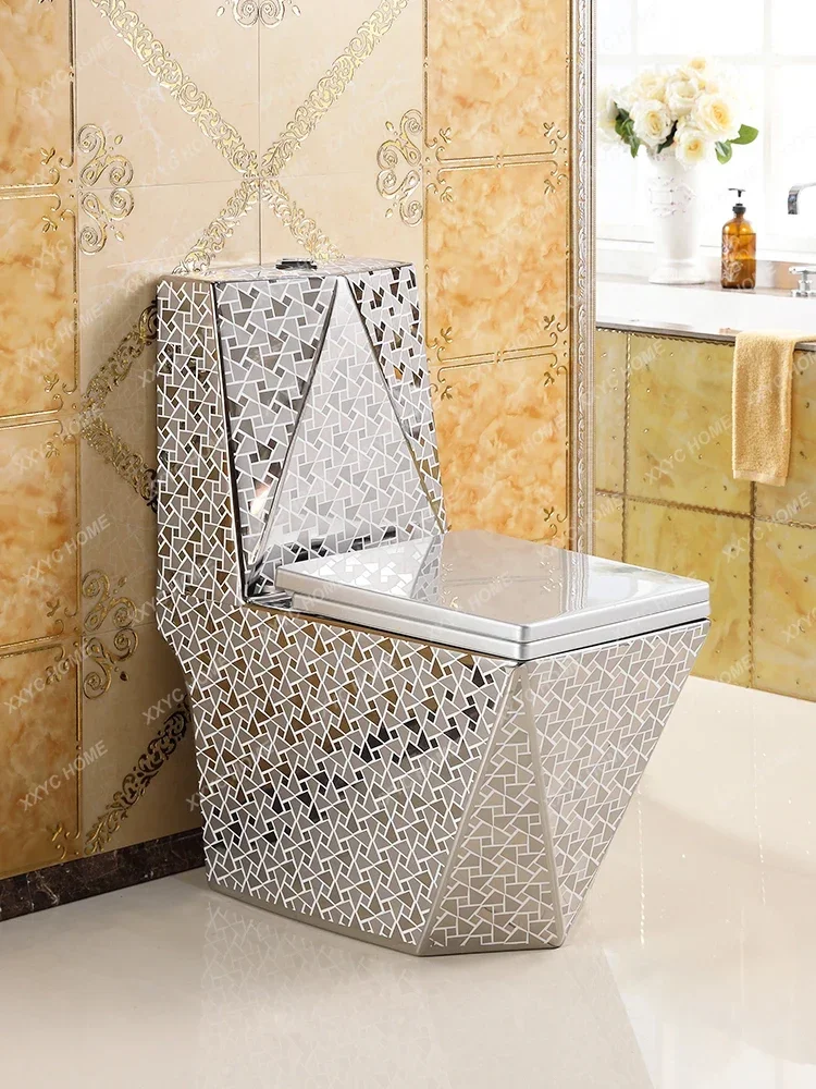 Toilet Siphon Water-Saving Creative Toilet Square Diamond Color Inodoro Portatil Golden Toilet Inodoro