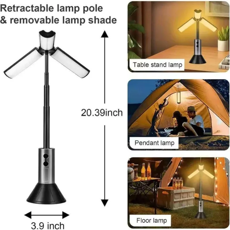 Portable COB LED Camping Lantern High Power 30W Multi-Function Retractable Flashlight Dual Color Temperature Long Distance Zoom