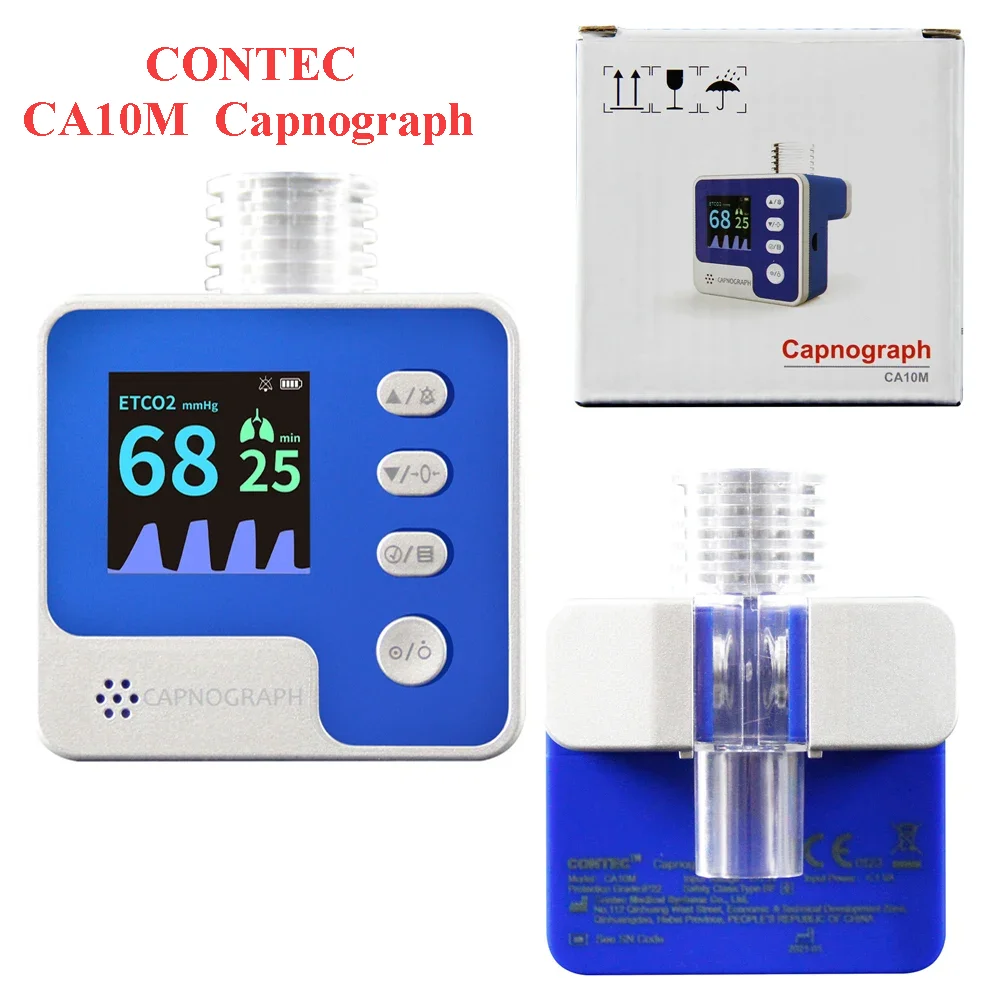 

CONTEC CA10M NEW Capnograph End-tidal CO2 Respiration Rate ETCO2 Mainstream Testing（Human or Vet Optional）