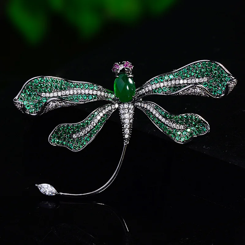 

Vintage Cubic Zircon Dragonfly Brooch Pins Unique Women's Brooch Delicate Insect Corsage Suit Sweaters Luxury Accessori Ornament