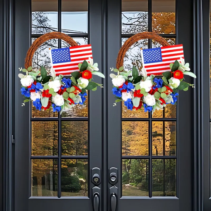 

American Independence Day Stars and Stripes Garlands Door Wreath Arrangement Props Garden Site Vineyard Pendant