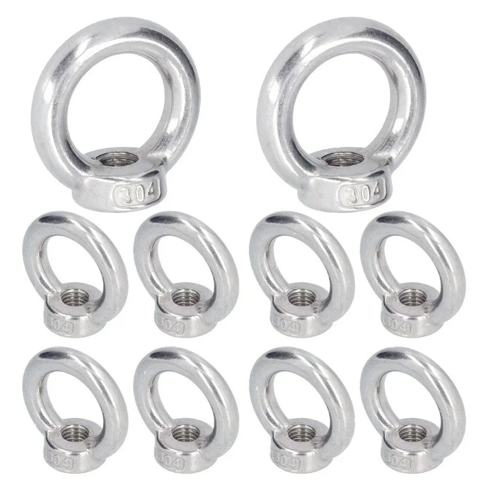 10 Pcs M6 / M8 / M10​ Lifting Eye Nut​ Ring Shape​ 304 Stainless Steel​ Eye Bolt​ Female Threaded Threaded Nut Fastener​