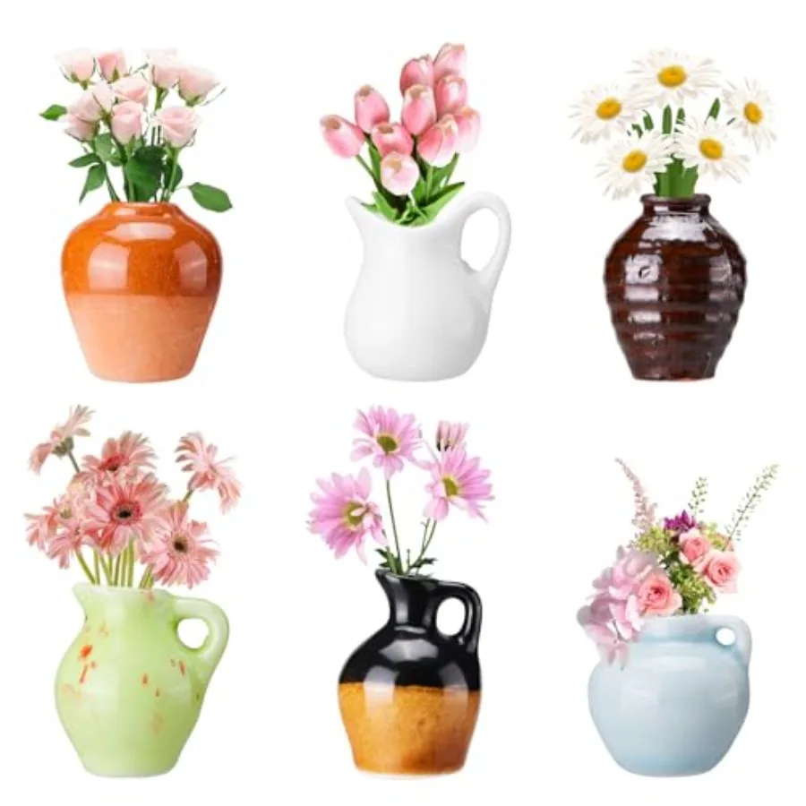 

Cute Mini Ceramic Vase Magnets for Fridge, Funny Plant Tiny Vase Cute Fridge Magnets for Refrigerator Decoration Kitchen Locker