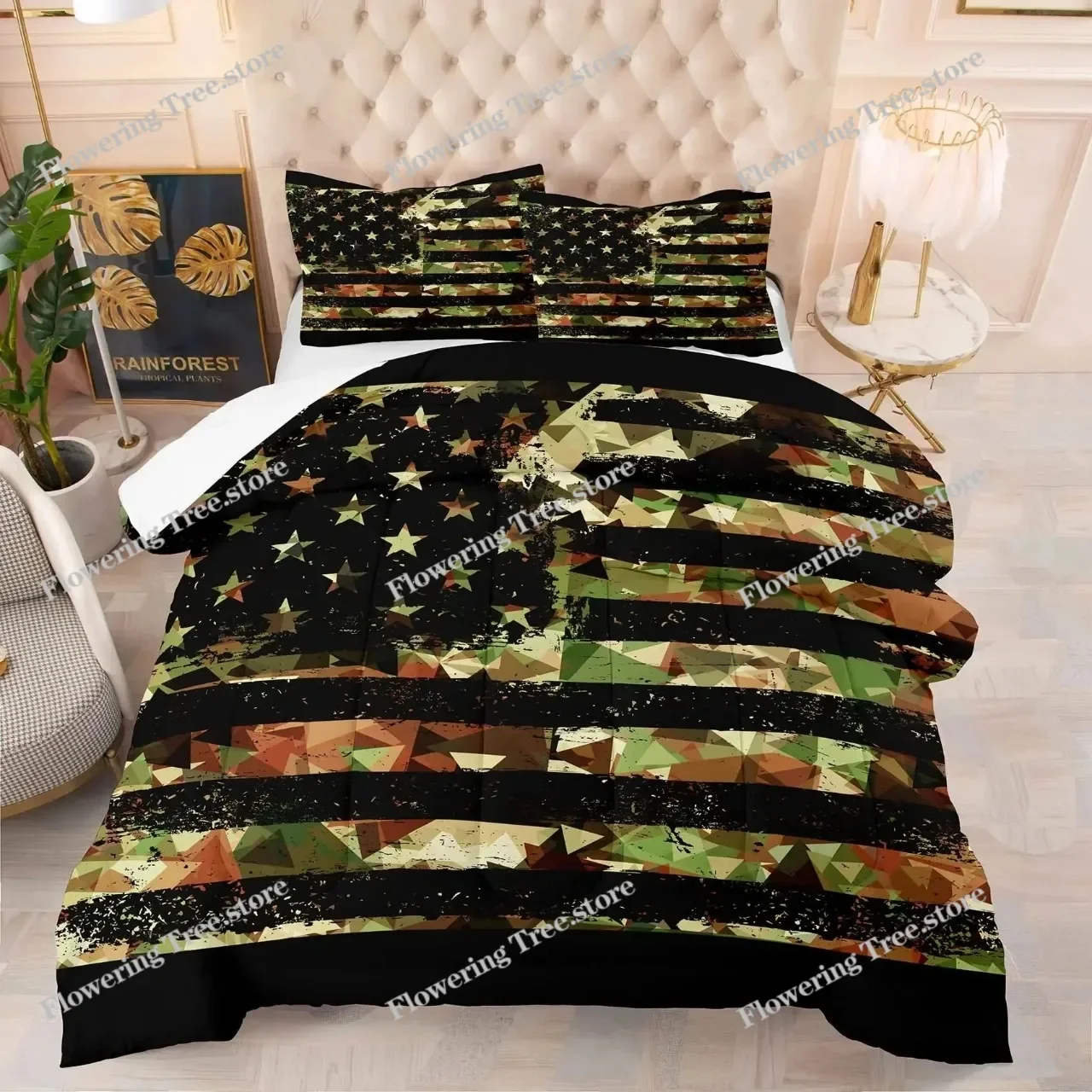 

Grey Camo Comforter Bedding Set Full Size, Camouflage Army Design Bedding Collections for Kid Boy, Soft All-Season Bed Set